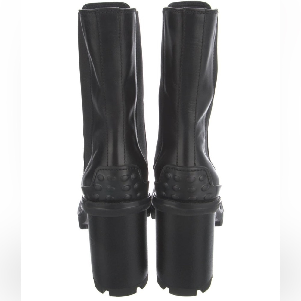 Tod’s Chelsea block heel boots booties leather black size 9.5 - Picture 8 of 9